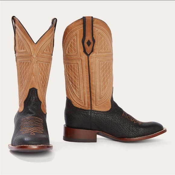 JOHN B. STETSON MEN'S BILLINGS BROWN SHARK SQUARE TOE BOOT 9 1/2 EE - Picture 1 of 16